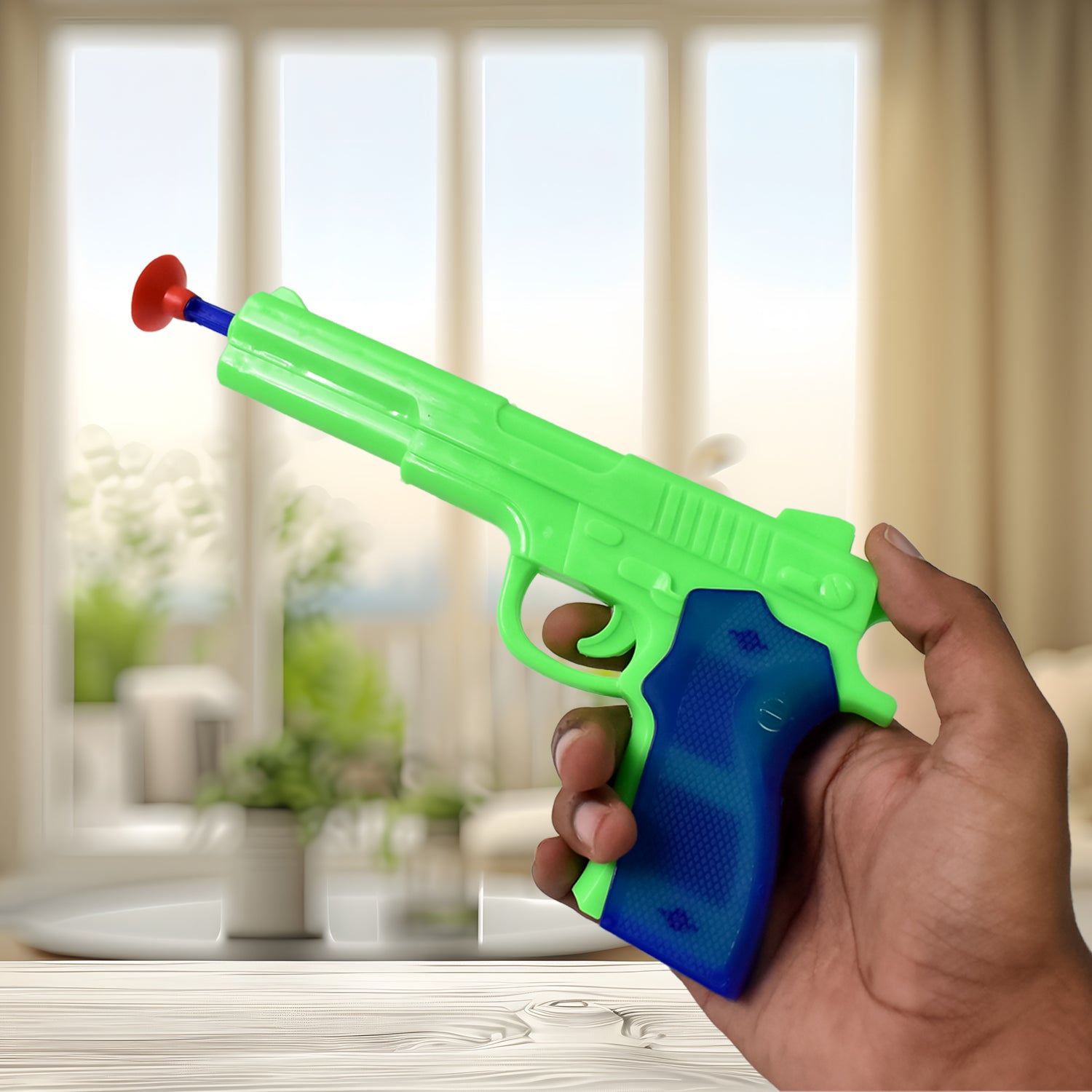 Medium Size Plastic 1 Gun With 5 Soft Suction Dart Bullets (1 Set) Medium Size Plastic 1 Gun With 5 Soft Suction Dart Bullets (1 Set)